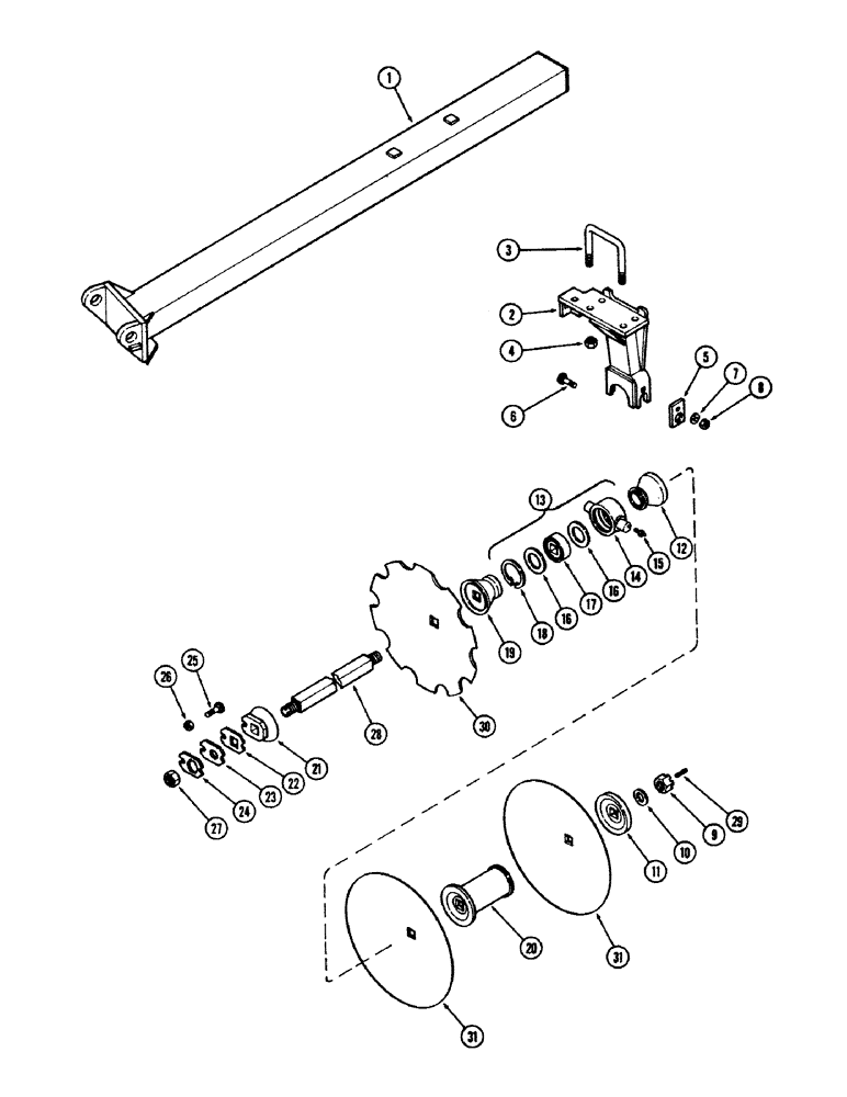 Схема запчастей Case IH E30 - (080) - REAR LEFT WING GANG, 10-1/2 INCH (266.7 MM) SPACING, MODEL 11-339 
