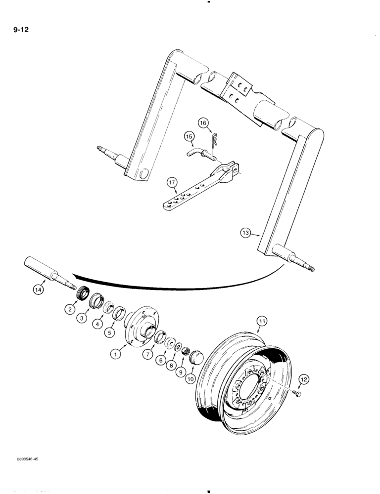 Схема запчастей Case IH 370 - (9-12) - TRANSPORT LIFT AXLE 6 BOLT PATTERN HUB (09) - CHASSIS/ATTACHMENTS