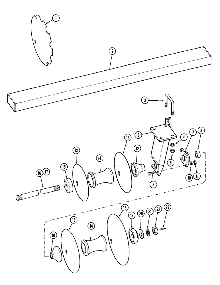Схема запчастей Case IH RP - (158) - REAR GANG - 10-1/2 INCH (266.7 MM) SPACING, 16 FOOT (4.9 M) CUT 