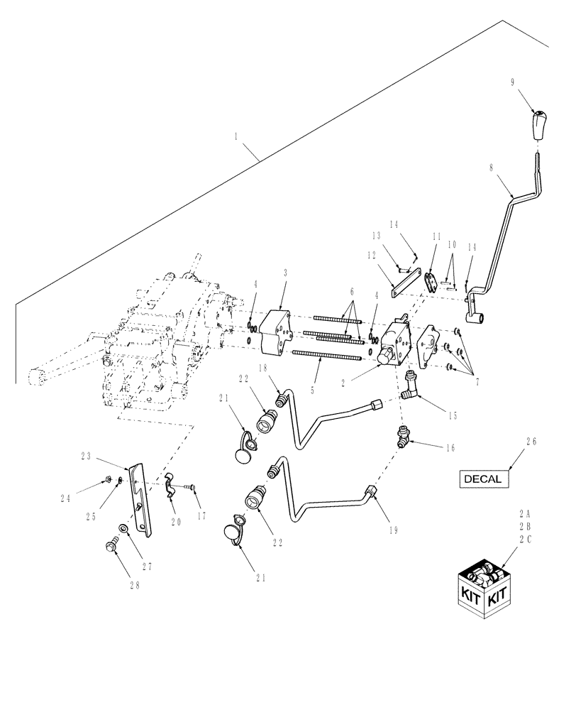 Схема запчастей Case IH DX33 - (07.04) - SINGLE SPOOL REAR, REMOTE CONTROL VALVE KIT, #1 (07) - HYDRAULIC SYSTEM