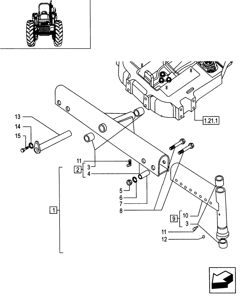 Схема запчастей Case IH JX95 - (1.58.0/01) - FRONT AXLE - RELEVANT PARTS - FOR HIGH CLEARANCE VERSION (04) - FRONT AXLE & STEERING