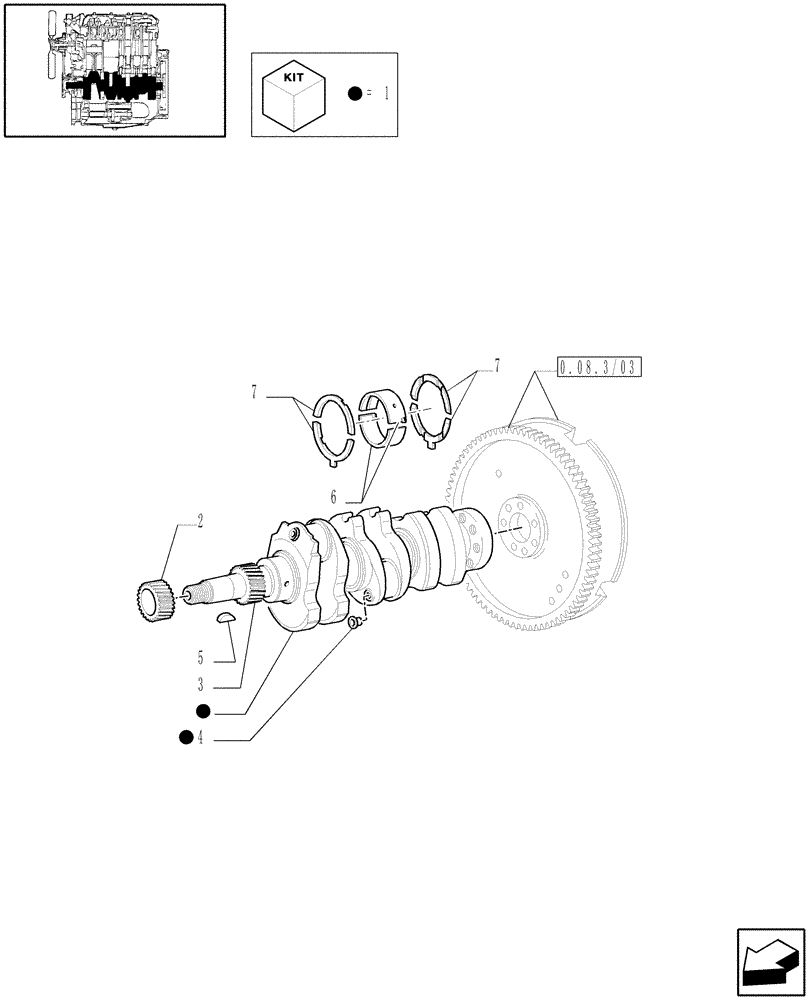 Схема запчастей Case IH JX60 - (0.08.0/03) - (VAR.319-747) TTF MOTOR TIER2 - CRANKSHAFT (01) - ENGINE