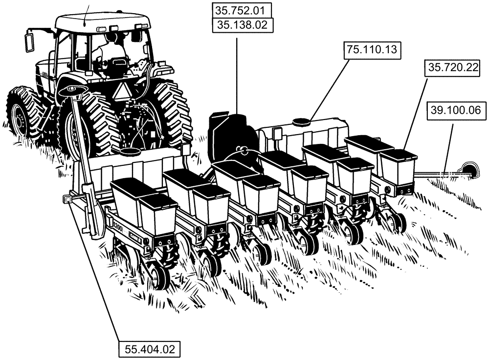 Схема запчастей Case IH 1230 - (00.000.02) - PICTORIAL INDEX - RIGID TRAILING PLANTERS (00) - GENERAL & PICTORIAL INDEX