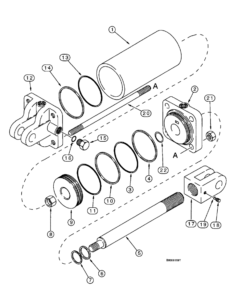 Схема запчастей Case IH 955 - (8-130) - HYDRAULIC CYLINDER - 1272148C91, TONGUE, 24 ROW NARROW - FRONT FOLD (08) - HYDRAULICS