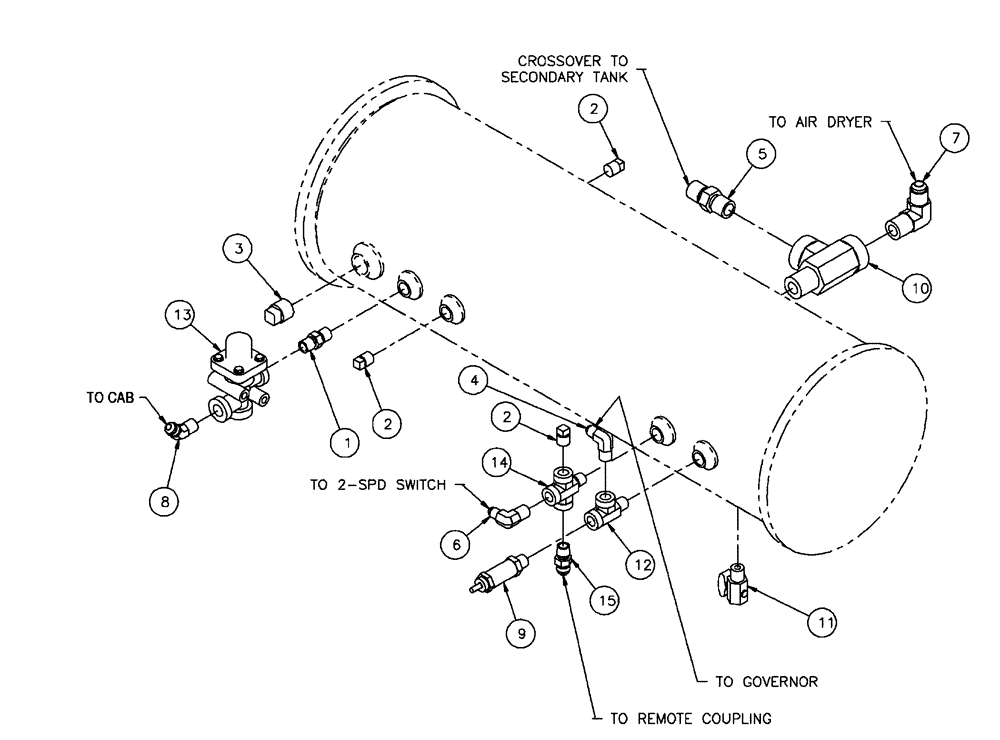 Схема запчастей Case IH FLX3300B - (07-010) - PRIMARY AIR TANK GROUP Pneumatics