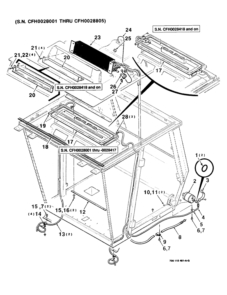 Схема запчастей Case IH 8830 - (7-46) - AIR CONDITIONER EVAPORATOR AND DRYER ASSEMBLY, SERIAL NUMBER CFH0028001 THRU CFH028805 (09) - CHASSIS