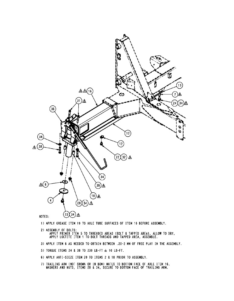 Схема запчастей Case IH SPX4410 - (04-012) - AXLE GROUP, NON STEER, RR Suspension & Frame