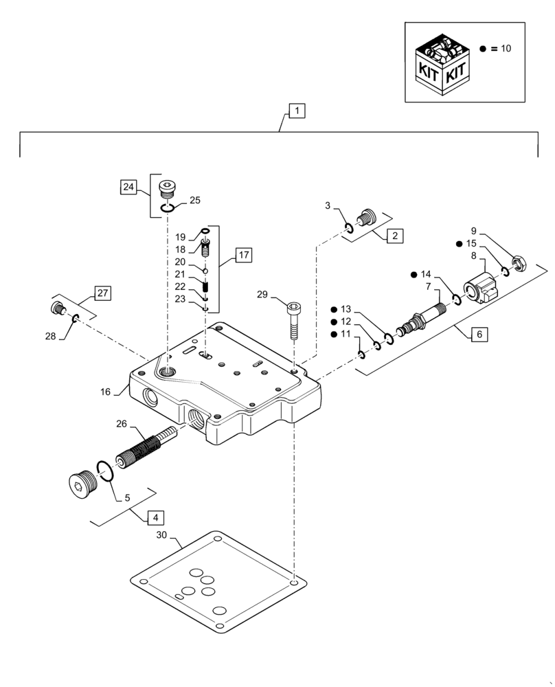 Схема запчастей Case IH MAGNUM 280 - (21.135.AQ[08]) - VAR - 429330, 429331, 429332, 429333 - VALVE ASSY, INCHING (21) - TRANSMISSION
