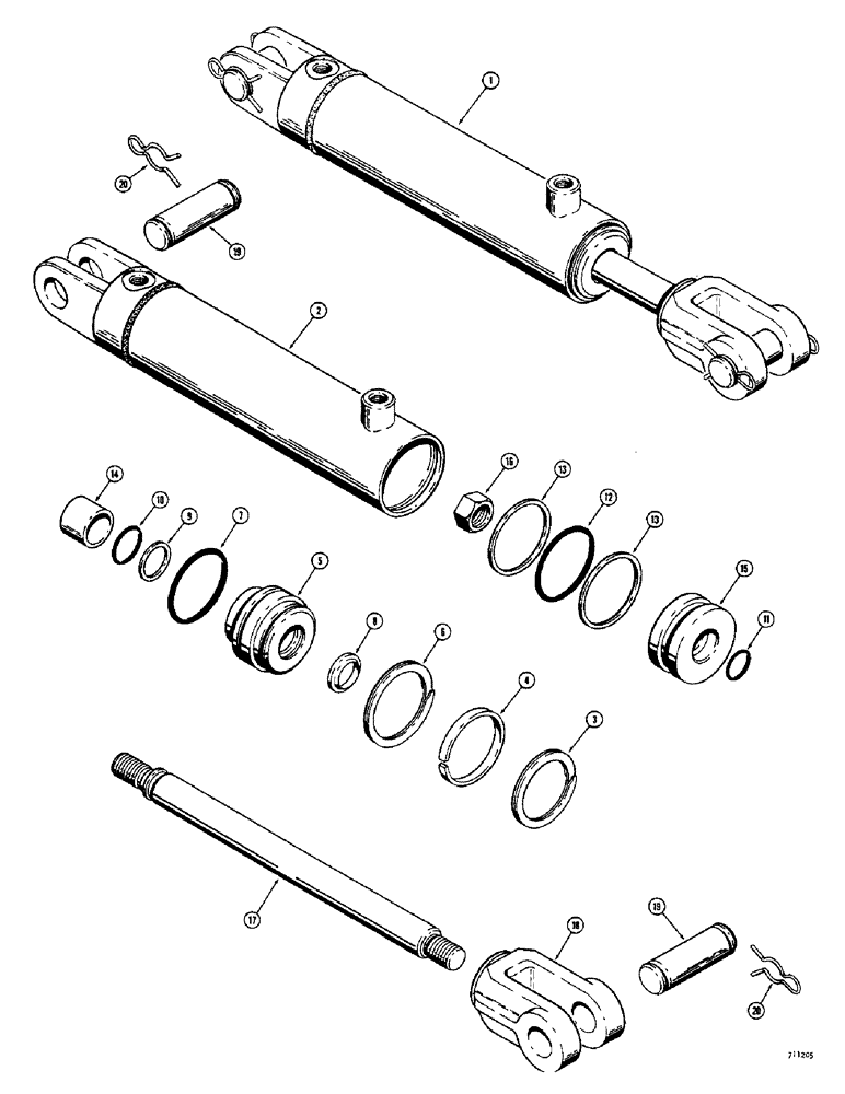 Схема запчастей Case IH 1700-SERIES - (234) - D54906 CASTER WHEEL CYLINDER, 2-1/2" I.D. CYLINDER WITH 8" STROKE AND 1" O.D. ROD (35) - HYDRAULIC SYSTEMS