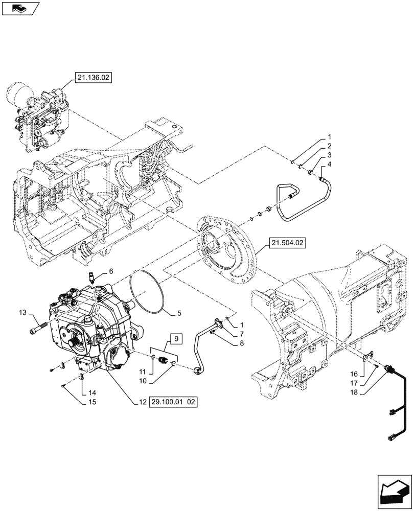 Схема запчастей Case IH PUMA 145 - (29.100.01[01]) - HYDROSTATIC TRANSMISSION (29) - HYDROSTATIC DRIVE