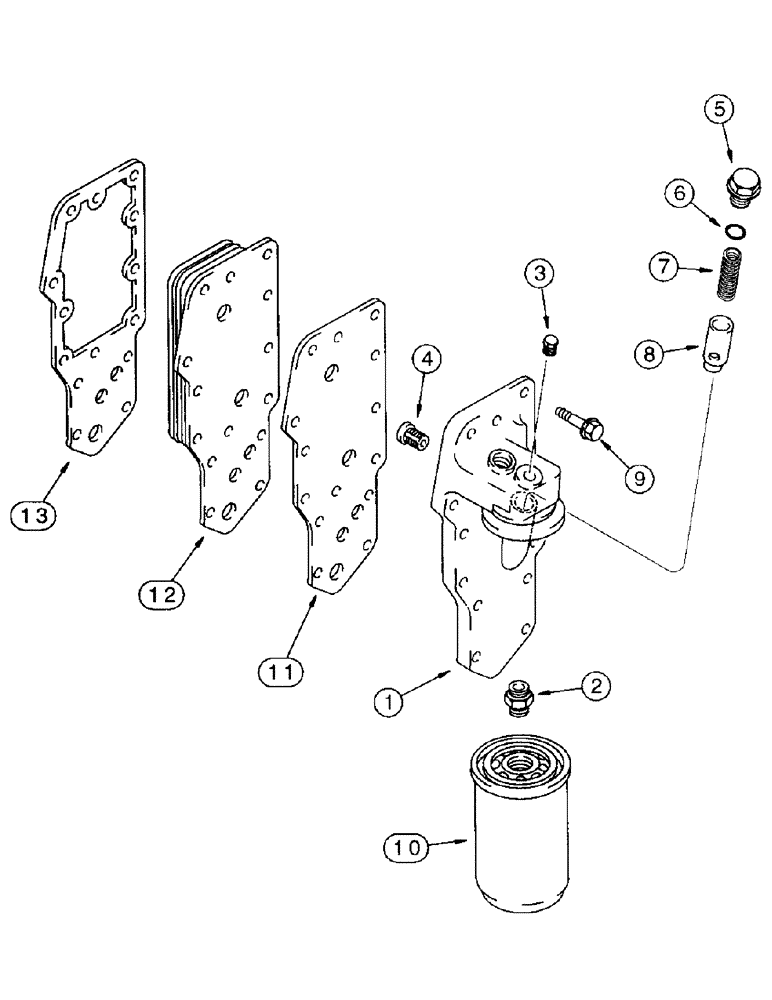 Схема запчастей Case IH 8850 - (10-34) - OIL FILTER AND COOLER, SERIAL NUMBER CFH0099165 AND LATER (02) - ENGINE
