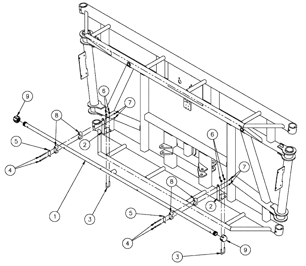 Схема запчастей Case IH SPX4260 - (09-023) - NOZZLE SPACING GROUP, 5 SECTION, 20" OFF, CENTER SECTION Liquid Plumbing