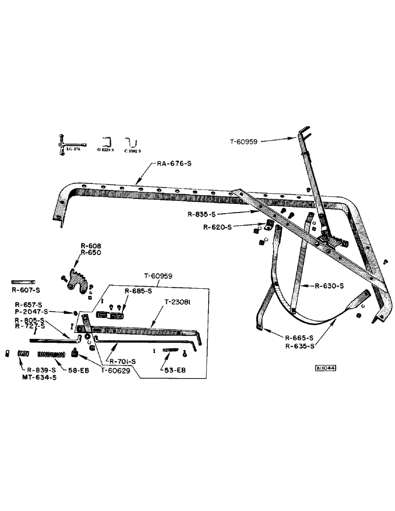 Схема запчастей Case IH F170 - (06) - FRAME, CROSS ANGLE AND REEL LEVER, HIGH WHEEL 
