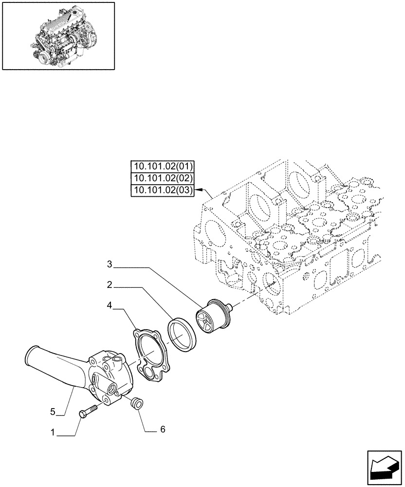 Схема запчастей Case IH 7120 - (10.402.08[01]) - TEMPERATURE CONTROL (THERMOSTAT) - 7120/7120(LA) (10) - ENGINE