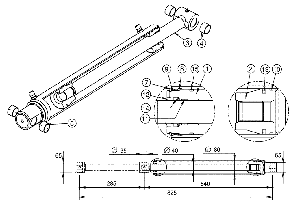 Схема запчастей Case IH L780 PRO - (35.100.BI[03]) - FLEXIGRIP 200 HYDRAULIC CYLINDER (35) - HYDRAULIC SYSTEMS