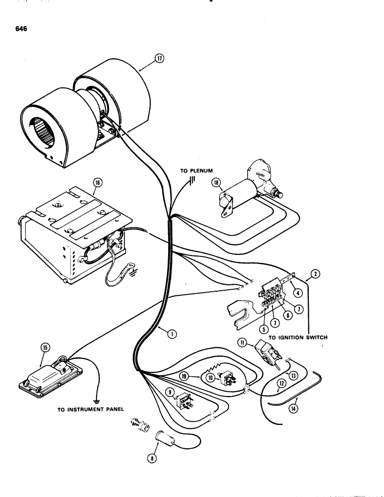 Схема запчастей Case IH 1070 - (0646) - CAB, CONTROLS AND WIRING, USED CAB SERIAL NUMBERS 7814176 TO 7821251 (09) - CHASSIS/ATTACHMENTS