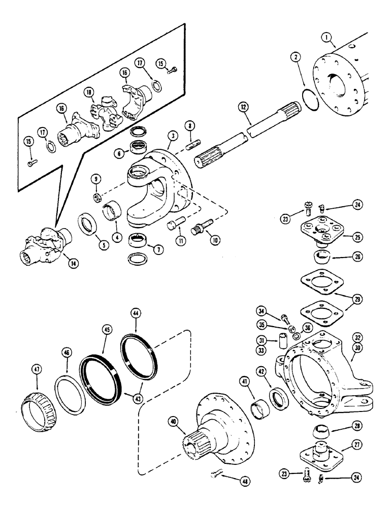 Схема запчастей Case IH 2670 - (176) - FRONT AXLE, TRUNNION AND WHEEL SPINDLE, USED BEFORE AXLE SERIAL NUMBER 10110612 (05) - STEERING