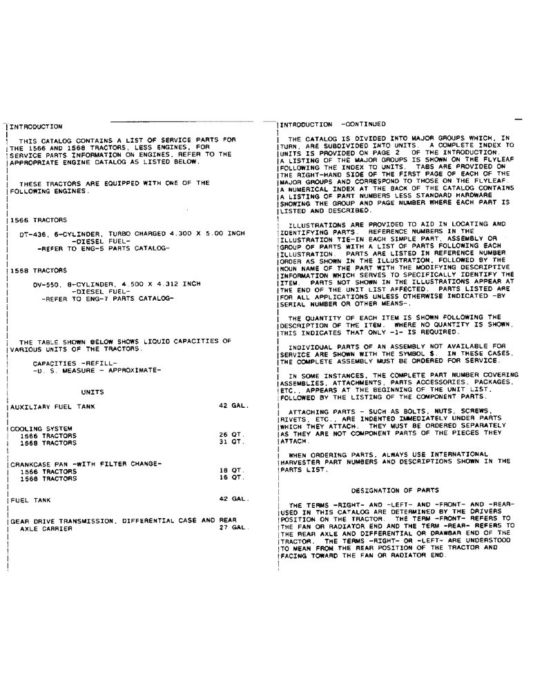 Схема запчастей Case IH 1566 - (00-04) - INTRODUCTION - FLUID CAPACITIES (00) - GENERAL