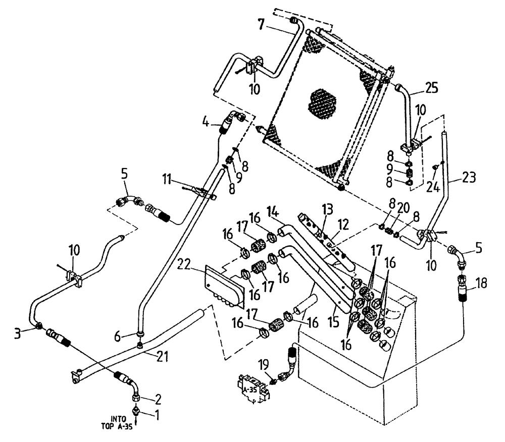 Схема запчастей Case IH 7700 - (B05[15A]) - HYDRAULIC SUCTION LINES {125/L10} Hydraulic Components & Circuits