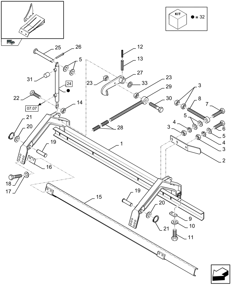 Схема запчастей Case IH LBX332R - (13.18[01]) - SUSPENSION FRAME (13) - FEEDER