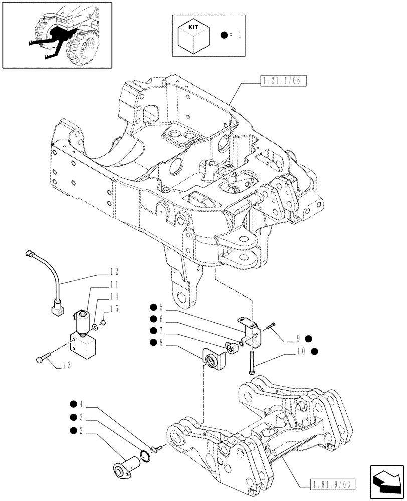 Схема запчастей Case IH MAXXUM 110 - (1.75.0/06) - INTEGRATED FRONT HPL WITH PTO - POTENTIOMETER AND SOLENOID VALVE - C6519 (VAR.330847-331847-332847-333847-334847-335847) (06) - ELECTRICAL SYSTEMS
