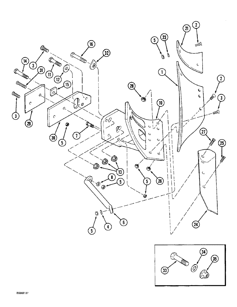 Схема запчастей Case IH HSES - (9-36) - BOTTOM ASSEMBLY, MARKETING CONVERSION, JOHN DEERE PLOWS 