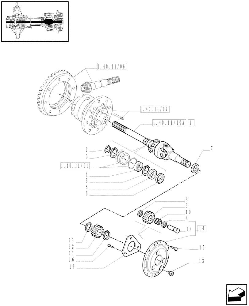 Схема запчастей Case IH MAXXUM 130 - (1.40.11/10[01]) - 4WD (CL.3) FRONT AXLE WITH LIMITED SLIP DIFF. LOCK AND BRAKES - SHAFT AND EPIC. GEAR TRAIN - C6449 (VAR.330425) (04) - FRONT AXLE & STEERING