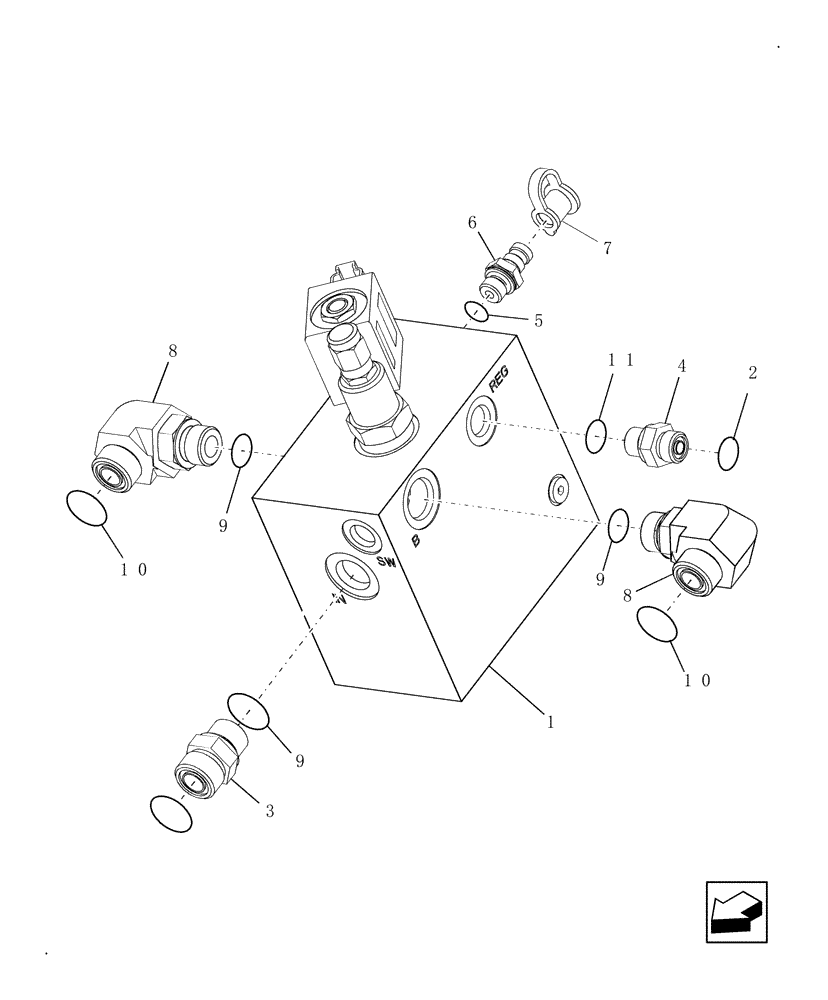 Схема запчастей Case IH 9010 - (33.202.19[02]) - VALVE, HYDRAULIC, PARK - CONNECTORS; BTWN PIN HAJ202001 & PIN HAJ203150 - 7010/8010 (33) - BRAKES & CONTROLS