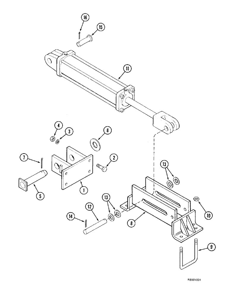 Схема запчастей Case IH 5800 - (9-40) - FRONT AND REAR WING LIFT HINGES, AND CYLINDER MOUNTING (09) - CHASSIS/ATTACHMENTS