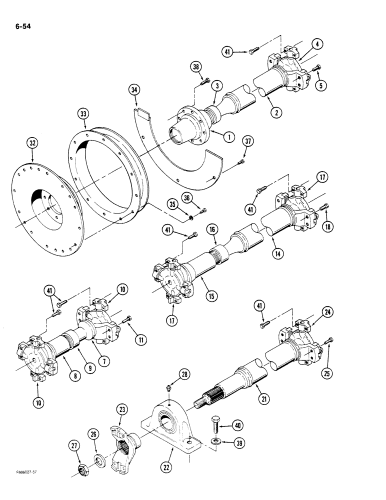Схема запчастей Case IH STEIGER - (6-054) - DRIVE SHAFTS (06) - POWER TRAIN