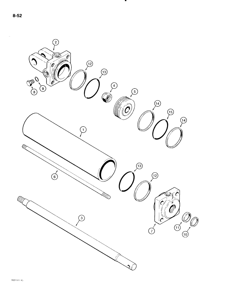 Схема запчастей Case IH 475 - (8-52) - WING LIFT CYLINDER- 1282321C91 (08) - HYDRAULICS
