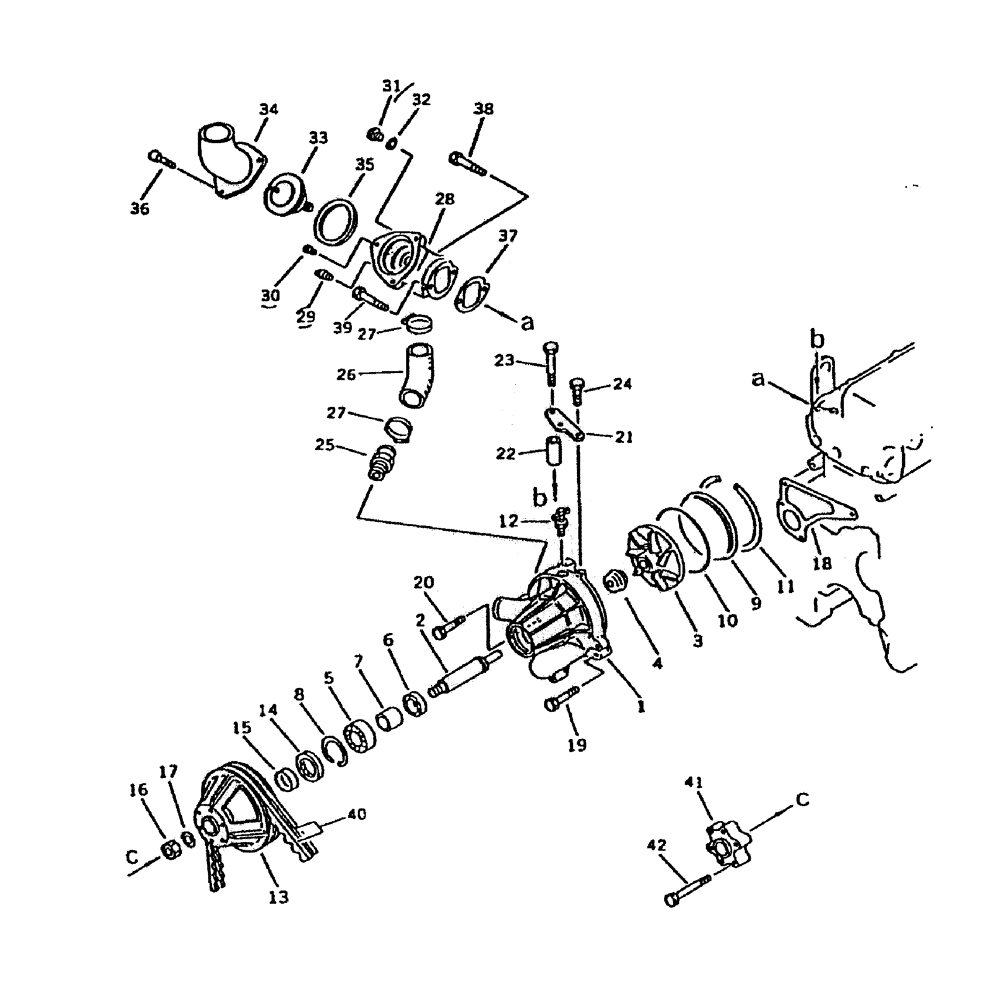 Схема запчастей Case IH 7700 - (C01-40) - WATER PUMP AND MOUNTING (KOMATSU) Engine & Engine Attachments