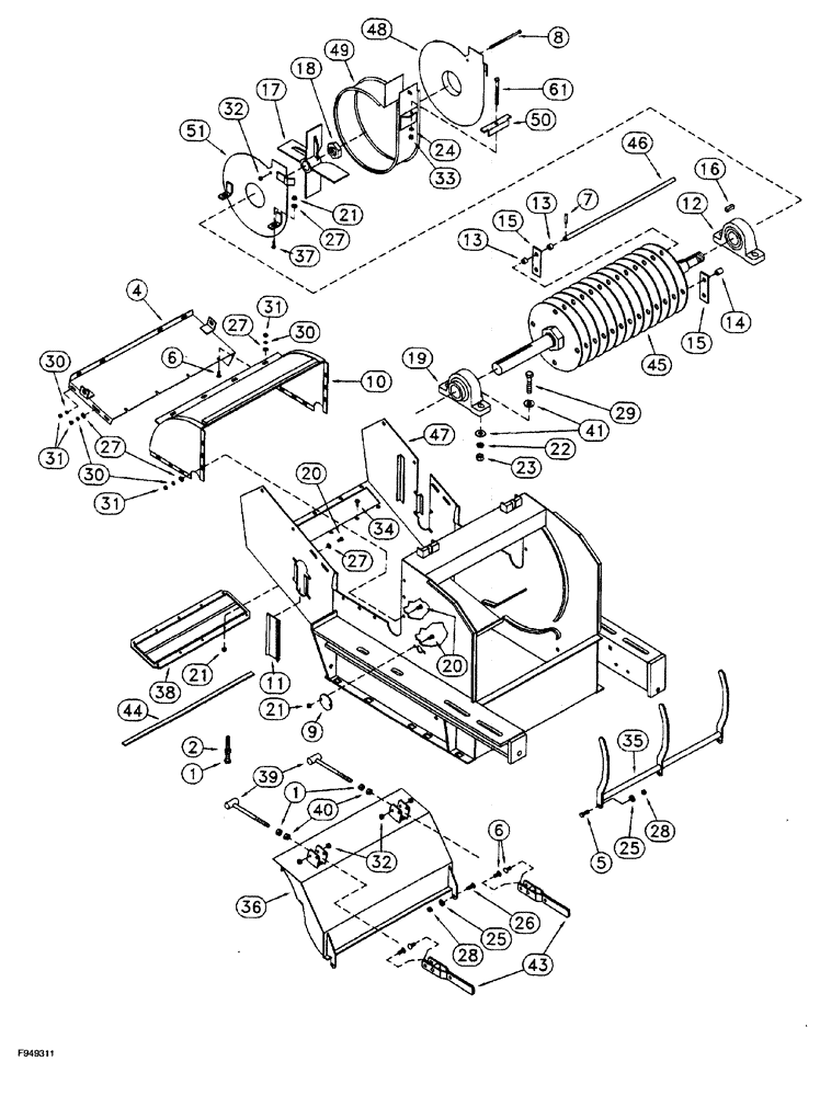 Схема запчастей Case IH 1360 - (9B-026) - HAMMERMILL ASSEMBLY, 1360 MACHINES (12) - CHASSIS