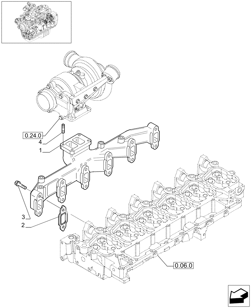 Схема запчастей Case IH F4GE9684D J600 - (0.07.7[01]) - EXHAUST MANIFOLD (5040086426) 