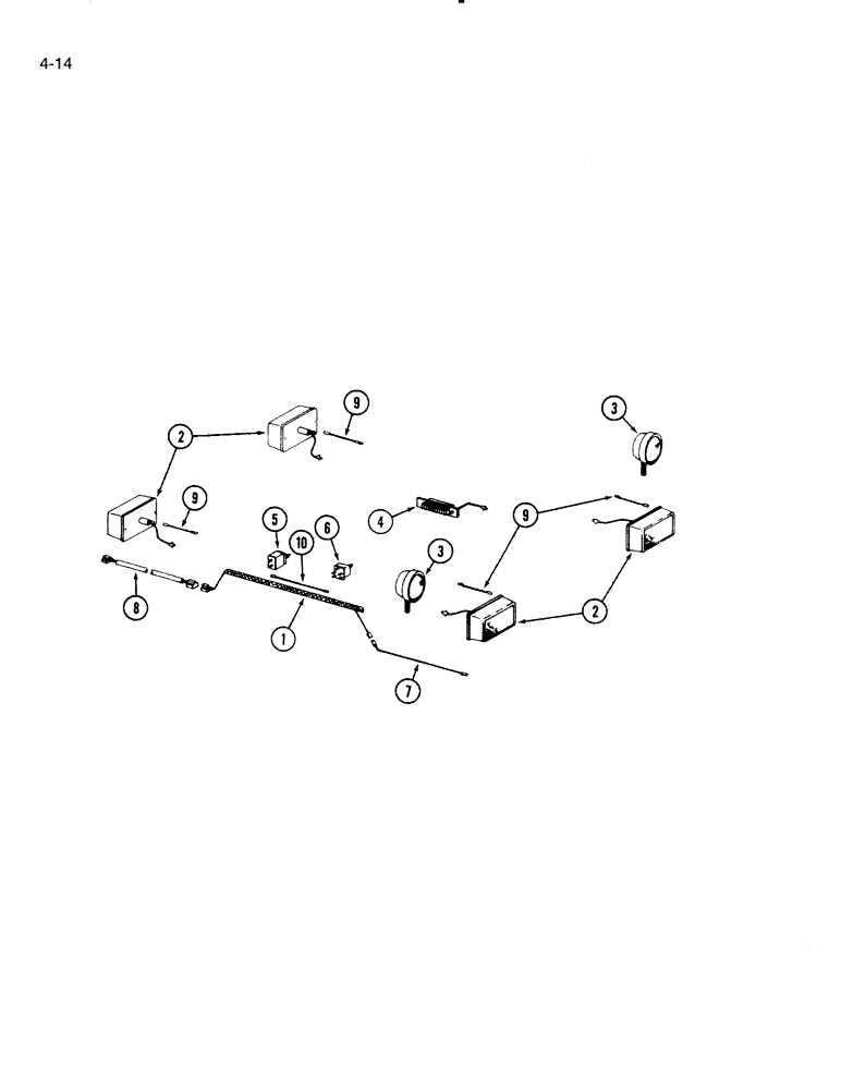Схема запчастей Case IH 5000 - (4-14) - CAB ROOF WIRING, MACHINES BUILT PRIOR TO 1983 (04) - ELECTRICAL SYSTEMS