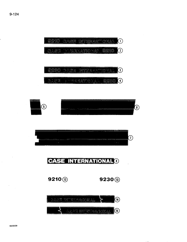 Схема запчастей Case IH 9230 - (9-124) - DECALS (09) - CHASSIS/ATTACHMENTS