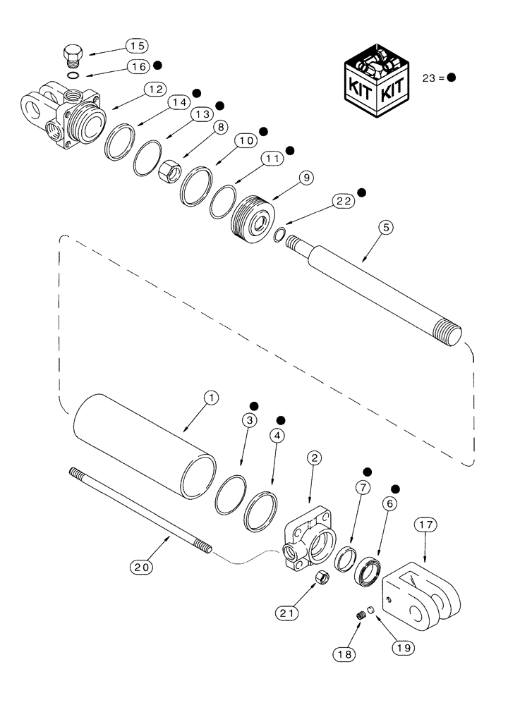 Схема запчастей Case IH 1200 - (A.10.A[95]) - HYDRAULIC CYLINDER - 357157A1, 2 1/2" X 8", GULL WING ATTACHMENT 12 ROW NARROW MOUNTED STACKER BSN CBJ036000 A - Distribution Systems