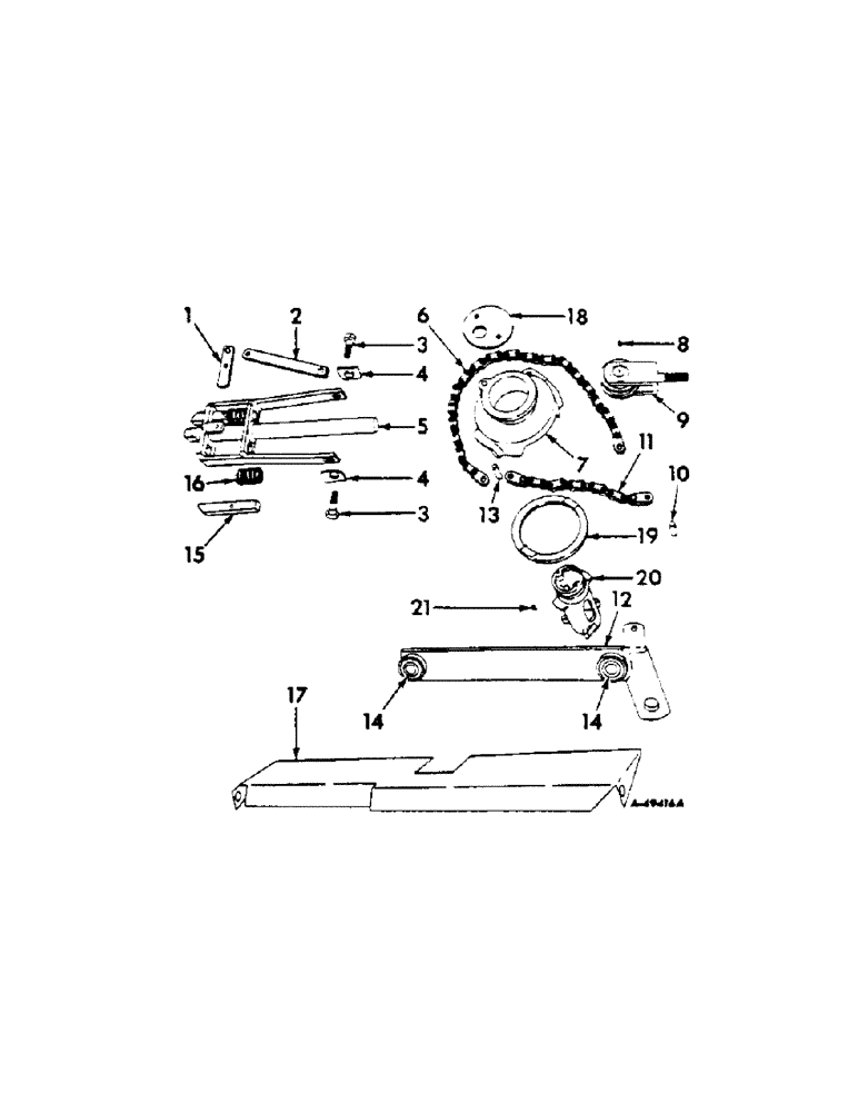 Схема запчастей Case IH 210 - (N-02[A]) - ROLL-OVER BEARING, LATCH BRACKET AND CHAIN AND CHAIN GUIDE BAR 