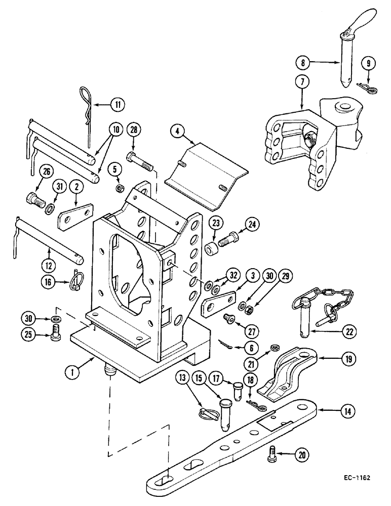 Схема запчастей Case IH 685 - (9-822) - TRAILER HITCH - PITON FIXE, FOR FRANCE ONLY (09) - CHASSIS/ATTACHMENTS