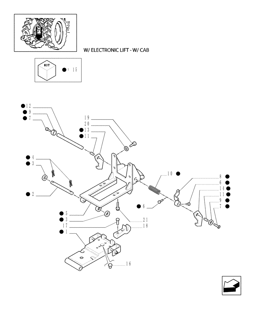 Схема запчастей Case IH MXU135 - (1.89.3/02[01]) - (VAR.929) AUTOMATIC HITCH - (WITH 2 ADDITIONAL JACKS) - TOW HOOK (09) - IMPLEMENT LIFT