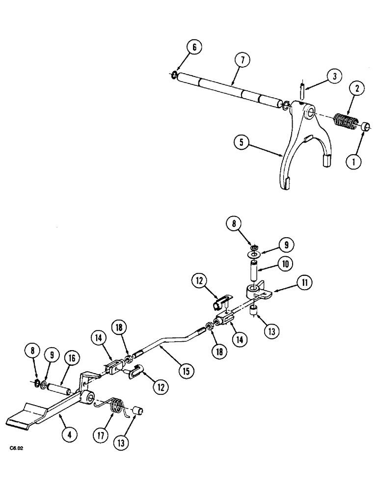 Схема запчастей Case IH 2140 - (6-040) - REAR DIFFERENTIAL LOCK (06) - POWER TRAIN