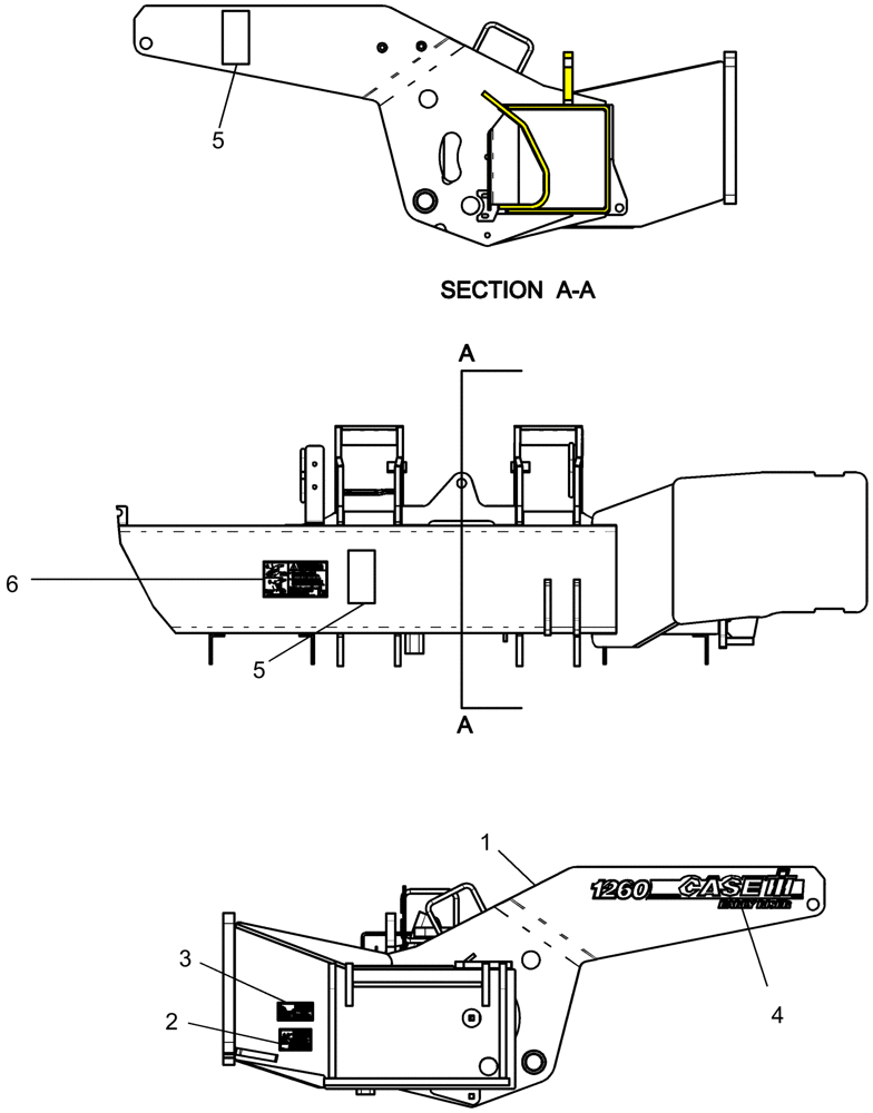 Схема запчастей Case IH 1260 - (90.180.11) - DECALS - OUTER WING (90) - PLATFORM, CAB, BODYWORK AND DECALS