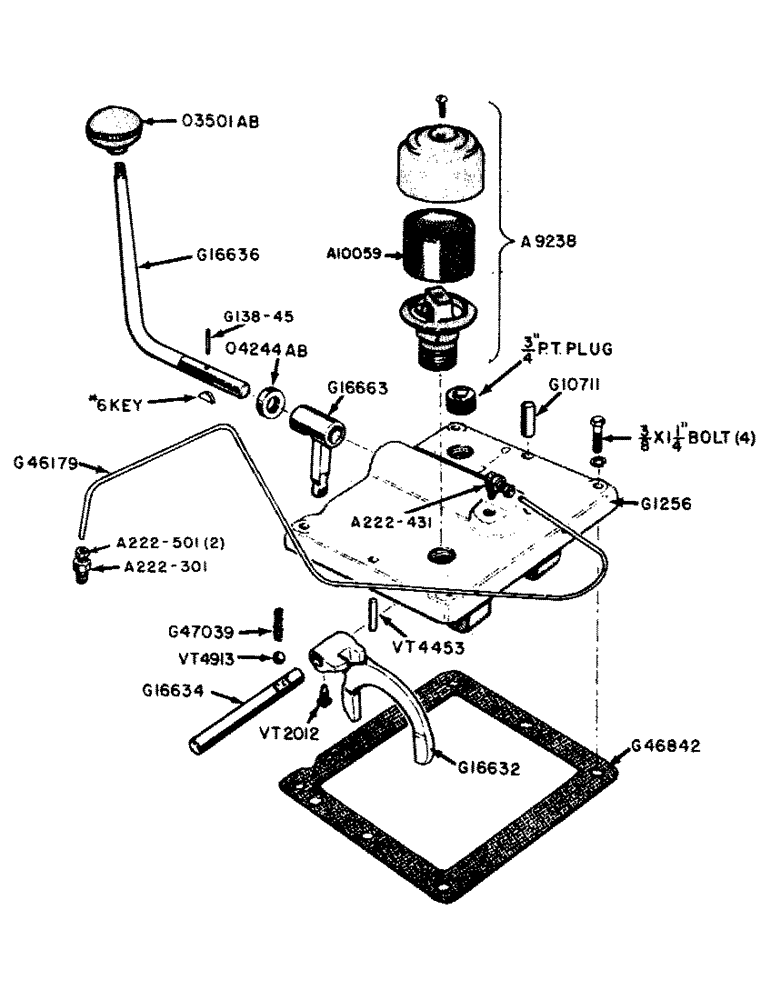 Схема запчастей Case IH 500B-SERIES - (056) - DUAL RANGE CONTROL COVER, 610B AND 611B TRACTORS (06) - POWER TRAIN