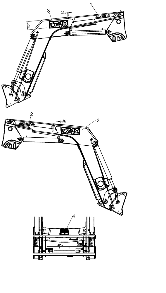 Схема запчастей Case IH L740 - (90.108.AB[12]) - MODEL DECAL - NSL (90) - PLATFORM, CAB, BODYWORK AND DECALS