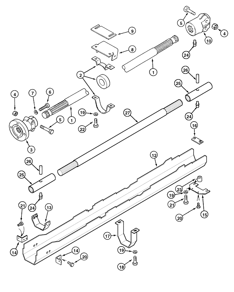 Схема запчастей Case IH CX60 - (06-30) - DRIVE SHAFT AND SHIELD (06) - POWER TRAIN