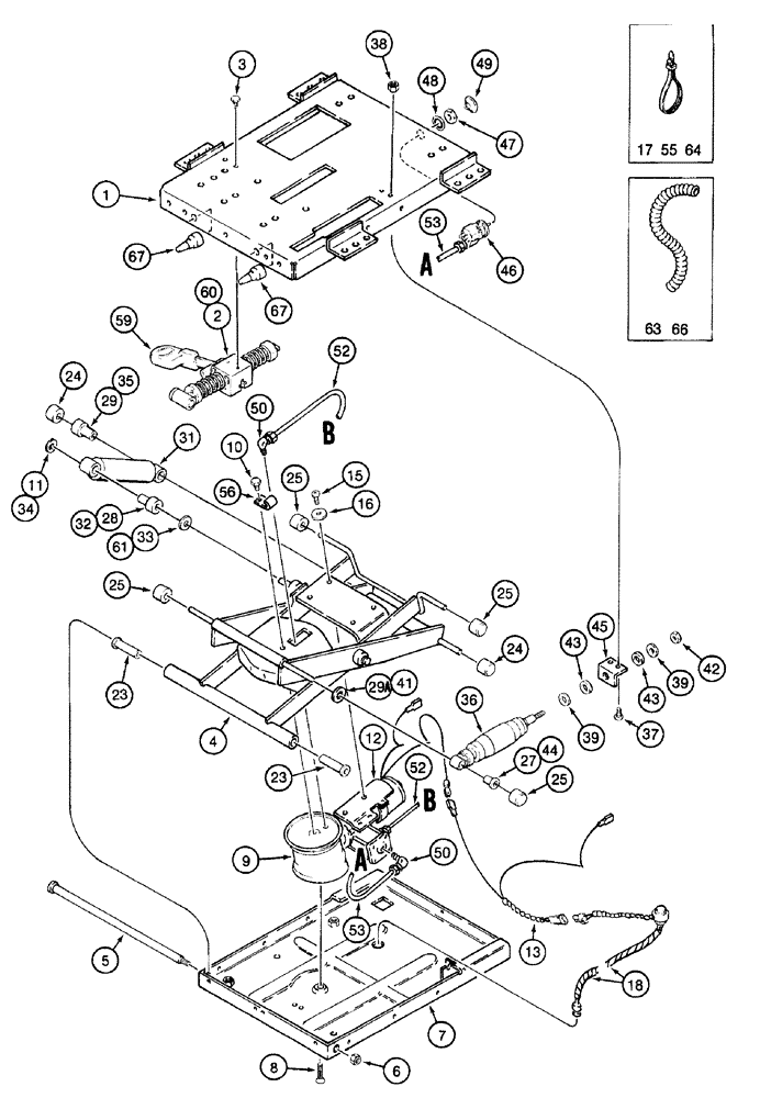 Схема запчастей Case IH 7210 - (9-068) - STANDARD AIR SUSPENSION SEAT - SUSPENSION, TRACTOR S/N JJA0061559 & AFTER (09) - CHASSIS/ATTACHMENTS