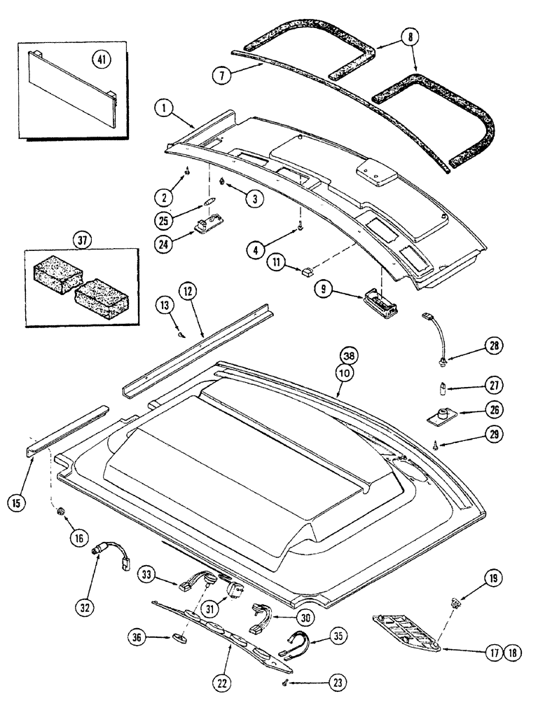 Схема запчастей Case IH 7250 - (9-128) - CAB, HEADLINER AND CONTROL PANEL (09) - CHASSIS/ATTACHMENTS
