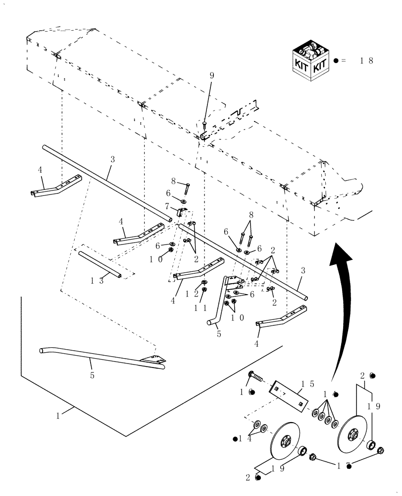 Схема запчастей Case IH RD132 - (20.18.03) - PUSHBAR DIVIDER BUNDLE & ROLLING CROP DIVIDER (00) - COMPLETE MACHINE