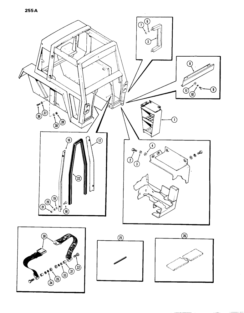Схема запчастей Case IH 1070 - (255A) - CAB, LOWER SHEET METAL, BETTENDORF (09) - CHASSIS/ATTACHMENTS