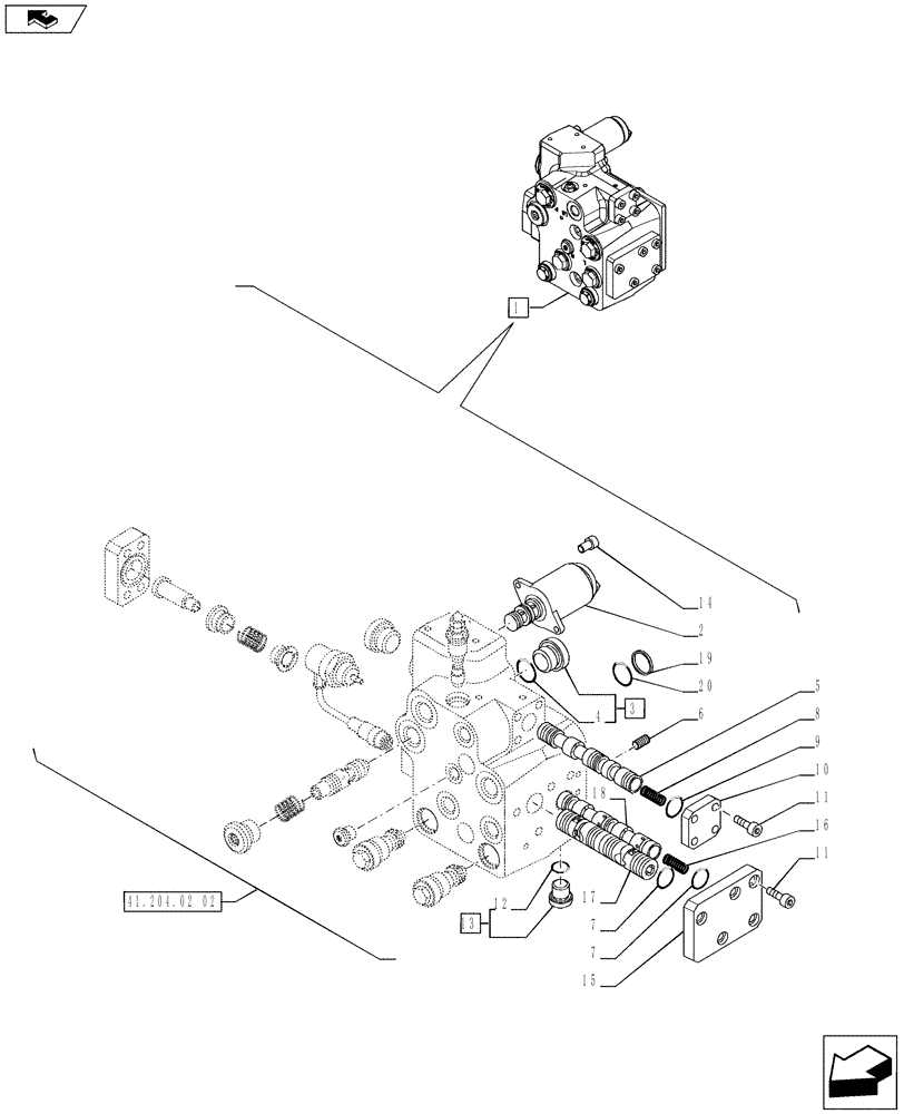 Схема запчастей Case IH PUMA 200 - (41.204.02[01]) - FAST STEERING - VALVE (VAR.743187-729636 / 743608) (41) - STEERING